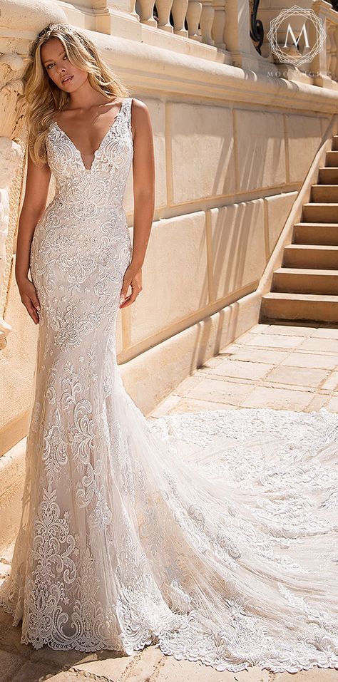 Moonlight Couture Wedding Dresses 2019 Lace Wedding Dress Sleeveless, Moonlight Couture, Wedding Dress With Straps, Wedding Dress V Neck, Mermaid Lace Wedding Dress, Wedding Dresses Near Me, Wedding Dress Sleeveless, Moonlight Bridal, Couture Wedding Dresses