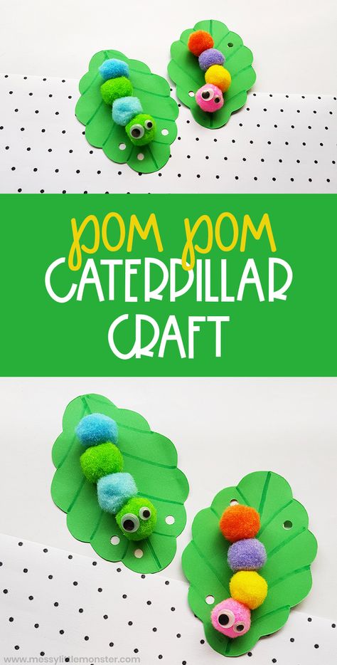 Pom Pom Caterpillar, Hungry Caterpillar Craft, Storytime Crafts, Caterpillar Craft, April Crafts, Insect Crafts, K Crafts, Toddler Arts And Crafts, Preschool Arts And Crafts