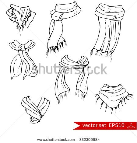 Scarf Stock Vectors & Vector Clip Art | Shutterstock Scarf Drawing, Pin Up Drawings, Mask Drawing, Sketchbook Cover, Drawing Examples, Drawing Style, Fashion Illustration Sketches, Dance Art, Vector Drawing