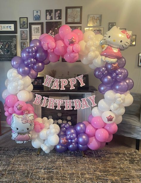 Hello Kitty Arch Balloon, Kuromi And My Melody Birthday, Hello Kitty Balloon Decorations, Hello Kitty Balloon Arch, Hello Kitty Balloon Garland, Hello Kitty Backdrop, Hello Kitty Birthday Decorations, Balloon Decorations Diy Tutorials, Hello Kitty Birthday Theme