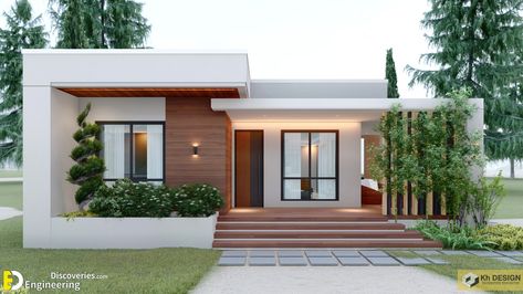 Modern Bungalow House Design, Pelan Rumah, Small House Front Design, Modern Small House Design, Small House Design Exterior, Modern Bungalow House, Building House Plans Designs, House Plan Gallery, House Arch Design