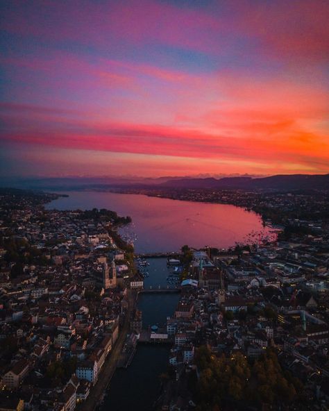 Lake Zurich Lake Zurich, Travel Wallpaper, Amazing Sunsets, Landscape Pictures, City Break, Aerial Photography, Zurich, Travel Dreams, Cool Places To Visit