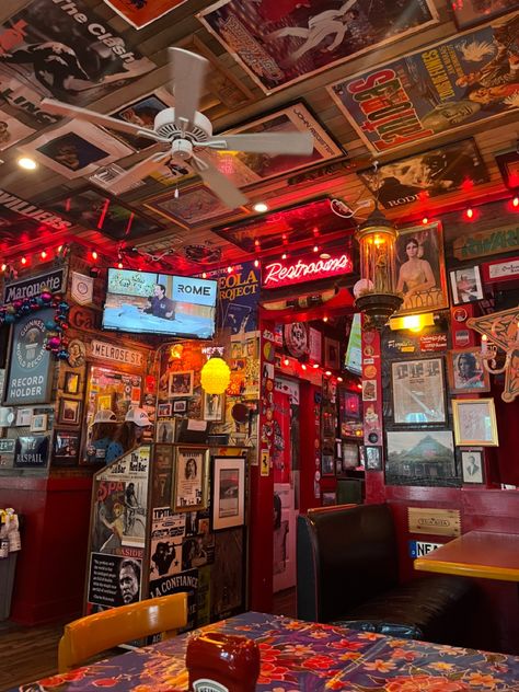 Basement Dive Bar Ideas, Dive Bar Aesthetic Basement, Punk Bar Aesthetic, Dive Bar Basement, Dive Bar Decor, Retro Bar Aesthetic, Biker Bar Aesthetic, College Bar Aesthetic, American Restaurant Design