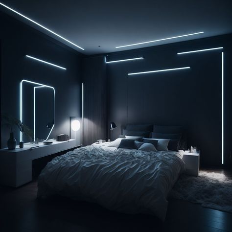 Black And White Modern Bedroom Aesthetic, Dark Luxury Room Aesthetic, Black And White Bedroom Ideas Modern Luxury, Dim Room Aesthetic, Hot Bedroom Ideas, Black Aesthetic Bedroom Ideas, Shifting Bedroom, Minimalist Bedroom Black And White, Black And White Bedroom Ideas Luxury