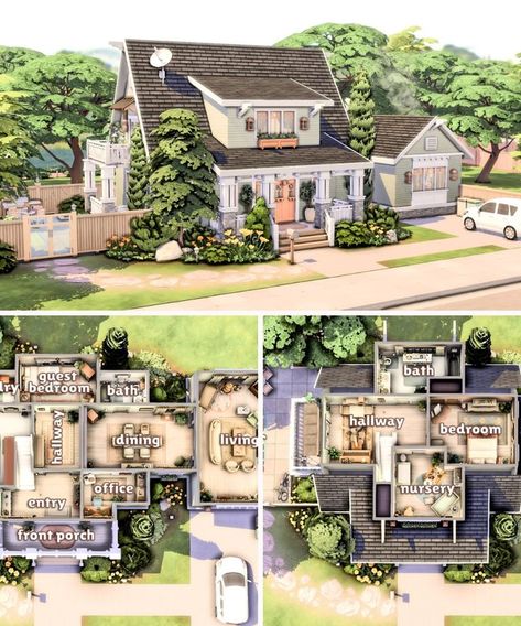 Sims House Ideas Layout, Easy Sims 4 House, Sims 4 Floor Plans, Sims 4 Floor, Sims 4 Penthouse, Sims 4 Family House, Sims 4 Modern House, Sims 4 Cottage, Sims 4 Houses Layout