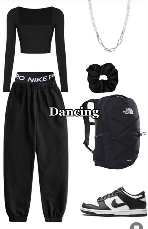 Dance Outfits Hip Hop Aesthetic, All Black Hip Hop Outfit, Hip Hop Practice Outfits, What To Wear For Dance Practice, Nike Dance Outfits, Tap Dance Outfits Practice, Dance Clothes Aesthetic, Dancing Outfits Hip Hop, Hip Hop Dance Class Outfits