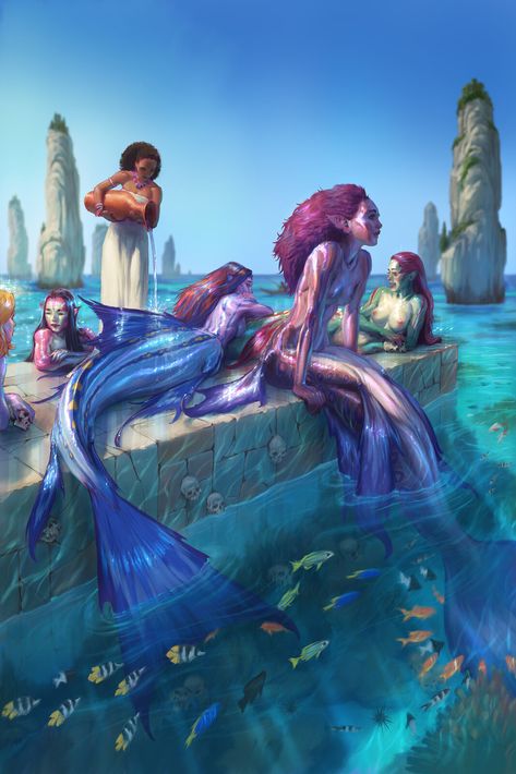 Mermaid Anime, Mermaid Artwork, Mermaid Illustration, Fantasy Mermaids, Heroic Fantasy, Mermaid Drawings, Mermaid Pictures, Mermaids And Mermen, Fantasy Races