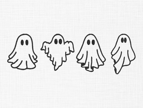 Easy Halloween Embroidery, Simple Halloween Embroidery, Ghost Embroidery Pattern, Halloween Embroidery Ideas, Glitch Embroidery, Halloween Design Illustration, Cute Ghost Svg, Simple Halloween Designs, Anti Hero Ghost