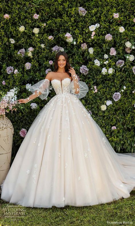 Ballgown Dresses With Sleeves, Off Shoulder Puffy Sleeve Wedding Dress, Unique Ballgown Wedding Dress, Wedding Dresses 2024 Summer, Wedding Gown 2024, Wedings Drees 2024, Bride Dress 2024, Wedding Dresses For The Bride, Ball Wedding Dresses Gown