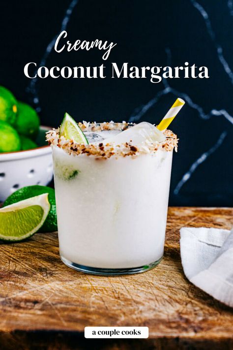 Coconut Margarita Recipe, Coconut Cocktails, Coconut Martini, Coconut Tequila, Cocktail Margarita, Tequila Recipe, Coconut Margarita, Coconut Drinks, Tequila Drinks