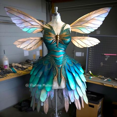 Fly Like A Dragonfly Dress by Vishma Maharaj Vishma Maharaj, Symbol Of Growth, Steampunk Fairy, Amazing Halloween Costumes, Digital Dress, Summer Fairy, Fairytale Fashion, Fairy Clothes, Fantasy Dresses