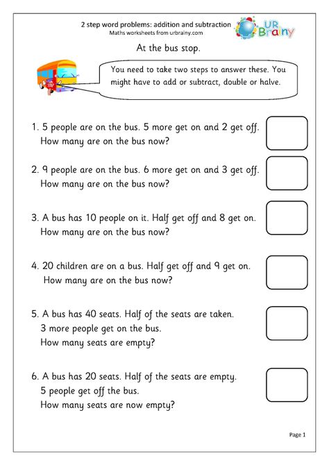 2-step word problems (1) - Addition Year 2 (aged 6-7) by URBrainy.com Year 2 Maths Worksheets, Mental Maths Worksheets, Printable Math Games, Multiplication Word Problems, Addition Words, Addition Word Problems, Mathematics Worksheets, Subtraction Word Problems, 2nd Grade Math Worksheets