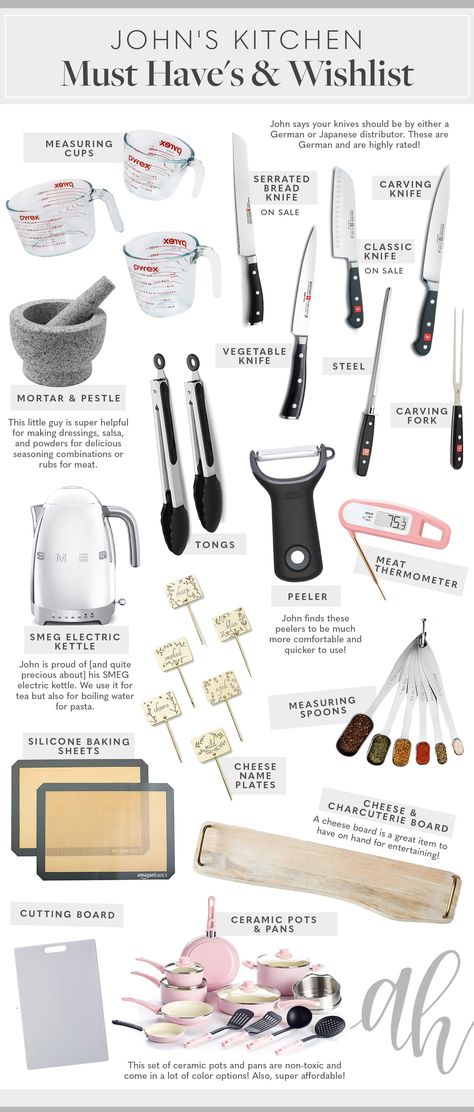 Kitchen Appliances Must Have List, Minimalist Must Haves, Must Have Kitchen Tools, Kitchen Starter List, New Kitchen Must Haves, Kitchen Stuff Household Items, Kitchen Must Haves List, Kitchen Needs List, Must Haves For Kitchen