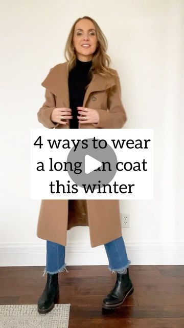 Merrick White / Style Educator on Instagram: "4 super easy tan winter coat outfits you can copy this winter…which way would you wear? 1️⃣, 2️⃣, 3️⃣, or 4️⃣? Tell me! 👇🏼

All of these outfits are on MERRICKSART.com today 🧥

TO GET LINKS:
1️⃣ find links in stories for 24 hours
2️⃣ tap the link in my profile and go to newest blog post
3️⃣ follow me in the LTK app and you’ll see links for everything there.

#4wayswithmerrick" Long Tan Jacket Outfit Women, Tan Wool Trench Coat Outfit, Brown Long Jacket Outfit, Winter Wool Coat, Tan Long Coat Outfit, Tan Peacoat Outfit, Long Coat Outfits For Women, Tan Wool Coat Outfit, Tan Coat Outfit Winter