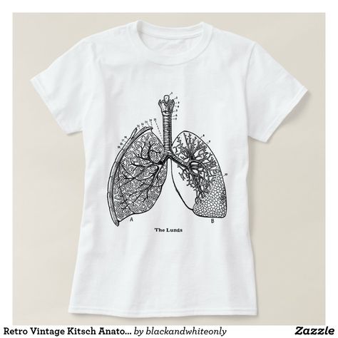 Retro Vintage Kitsch Anatomy Medical Lungs T-Shirt Anatomy Shirts, Anatomy Medical, Nerd Shirts, Vintage Medical, Shirt Design Inspiration, Shirt Print Design, Vintage Kitsch, Lungs, Art Clothes