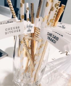 Classy Hen Party, Hen Night Ideas, Hen Party Decorations, Gold Bachelorette, Gold Straws, Hen Party Accessories, Awesome Bachelorette Party, Bachelorette Party Planning, Bridal Bachelorette Party