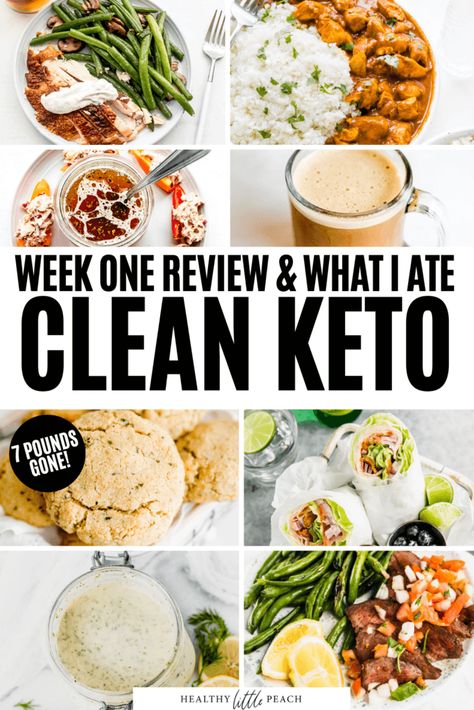 Clean Keto: Week One Review - Healthy Little Peach Healthy Little Peach, Dairy Free Keto Recipes, Clean Keto, Peach Recipes, Keto Results, Breakfast Low Carb, Keto Menu, Dr Berg, Ketogenic Diet Meal Plan