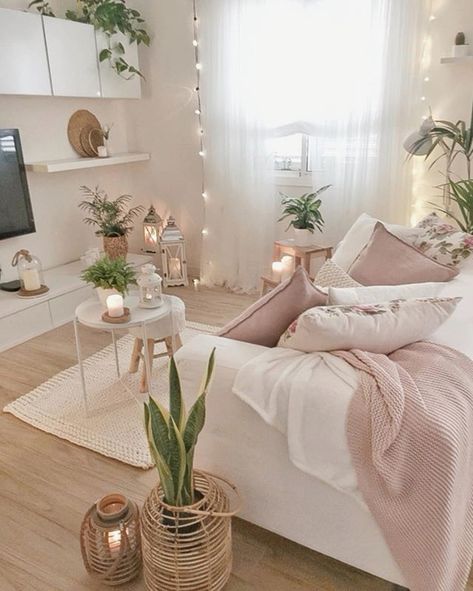 ⁣A combination of baby pink, beige, white and green is such an elegant one for home decor 💕⠀ ⠀ 📸 by: @sandradeco__sweet_home⠀ ⠀… Zimmer Diy, Dekorasi Kamar Tidur, Teen Bedroom Decor, Cute Room Decor, White Furniture, Room Ideas Bedroom, Aesthetic Bedroom, Dream Rooms, Aesthetic Room Decor