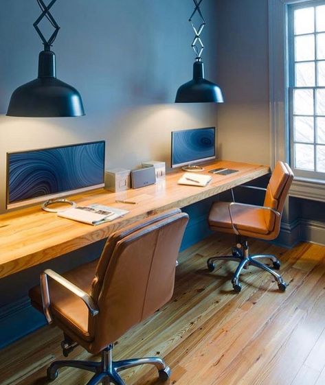 Diy Office Desk, Mesa Home Office, Office Desk Designs, Interior Kantor, Minimalist Home Office, Contemporary Home Office, Diy Office, Bureau Design, Small Home Office