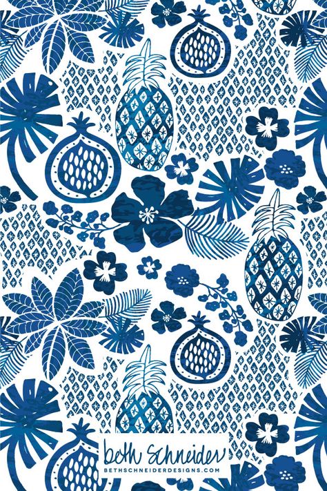 In The Tropics - pattern design by Beth Schneider Tropical Pattern Design, Tropical Prints Pattern, Adobe Illustrator Pattern, Hawaii Pattern, Wallpaper Australia, Zebra Wallpaper, Tropical Fabric Prints, Let's Flamingle, Wildflower Photo