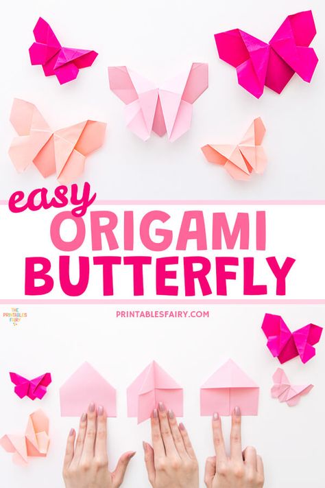 Origami How To Make Step By Step, Crafts With Printer Paper, How To Make Easy Origami, One Paper Origami, Printable Origami Templates, Folded Paper Crafts, Easy Paper Butterfly Craft, Cute And Easy Origami, Easy Orgamini For Kids