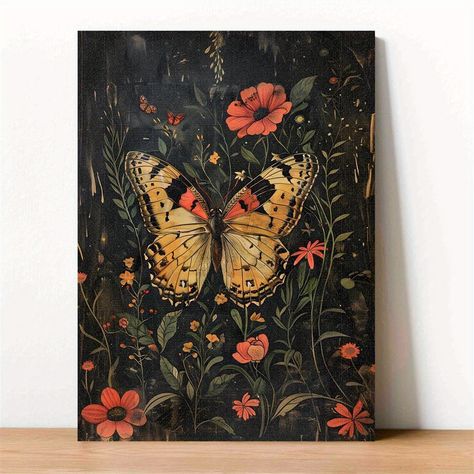 Faster shipping. Better service Vintage Floral Wall Art, Estilo Dark, Cottagecore Dark, Dark Academia Decor, Butterfly Poster, Gallery Wall Prints, Botanical Poster, Green Wall Art, Vintage Butterfly