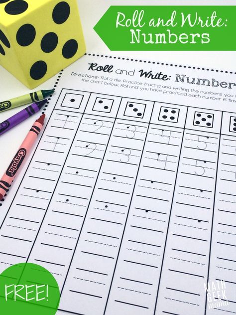 Numbers For Kindergarten, Handwriting Tips, Fun Handwriting, Roll And Write, Number Practice, Number Writing, Number Identification, Math Centers Kindergarten, Numbers Kindergarten