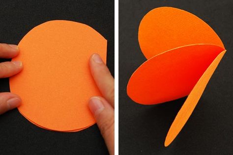 3D Paper Pumpkin | Kids' Crafts | Fun Craft Ideas | FirstPalette.com 3d Paper Pumpkin, Pumpkin Crafts Kids, Paper Pumpkin Decorations, Third Grade Halloween, Pumpkin Craft For Kids, Homeschool Art Projects, Paper Pumpkin Craft, Halloween Pumpkin Crafts, 3d Pumpkin