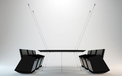 infinity table bozhinovski Suspended Table, Conference Table Design, Infinity Table, Resource Furniture, Office Meeting Room, Hanging Table, Table Office, Futuristic Furniture, Office Furniture Design