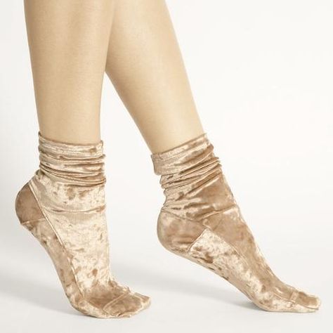 Darner Beige Crushed Velvet Socks - Darner Socks White Knee High Socks, Velvet Socks, Silk Socks, Nylon Socks, Mesh Socks, Velvet Coat, Knee High Socks, Designer Socks, Fashion Socks