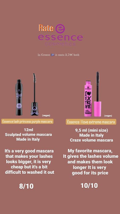 It's my opinion 💕 Best Essence Mascara, Essence Mascara, Essence Products, Purple Mascara, Essence Cosmetics, Make Up Inspo, Best Mascara, Volume Mascara, My Opinions