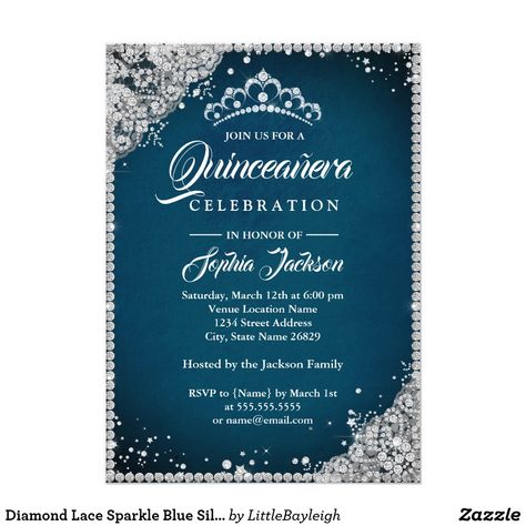 Black Sweet 16, Invitations Quinceanera, Sparkle Gown, Tiara Silver, Quinceanera Invitation, 16th Birthday Invitations, Sweet Sixteen Invitations, Quinceanera Themes, Invitation Design Template