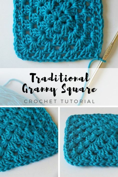 traditional granny square Practical Crochet, Traditional Granny Square, Granny Square Pattern Free, Motifs Granny Square, Crochet Granny Square Tutorial, Squares Design, Sunburst Granny Square, Granny Square Haken, Granny Square Tutorial