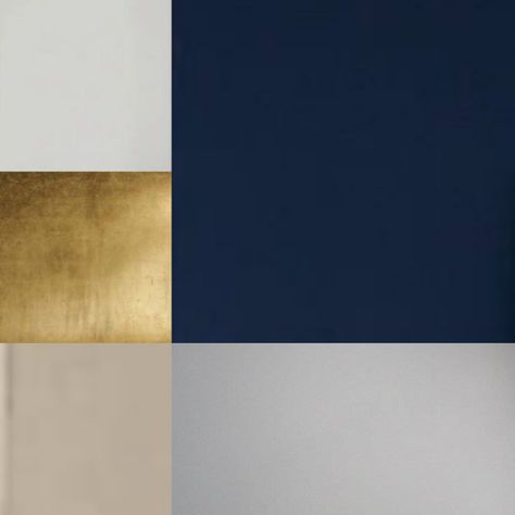 Grey Gold Blue Color Palette, Navy Gold Grey Color Palette, Blue And Gold Colour Scheme, Navy Blue And Grey Office Ideas, Midnight Blue And Gold Color Palette, Material Combination Design, Navy Silver Color Palette, Midnight Blue Color Pallet, Dark Navy Blue Color Palette