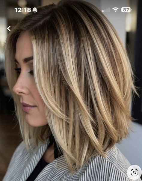 Blond Highlights Shoulder Length Hair, Angles Bob Medium, Medium Angled Bob Haircut, Shoulder Length Hairstyles Straight Hair, Long Angled Bob With Bangs, Shoulder Length Angled Bob, Blonde Highlights Shoulder Length Hair, Long Layers Shoulder Length Hair, Straight Shoulder Length Hair With Layers