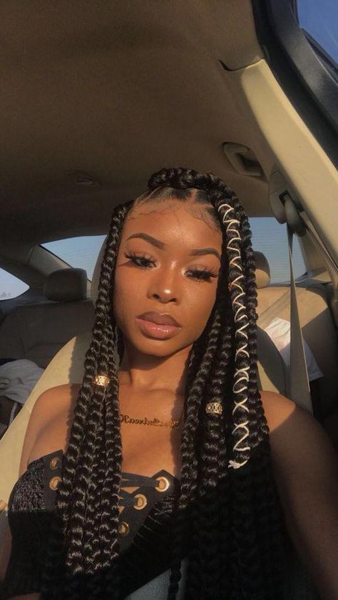 Long #braids with Beads Best Braid Styles, Big Box Braids, Jumbo Box Braids, Long Box Braids, Box Braids Styling, Braids With Beads, Girls Braids, Scene Hair, African Braids Hairstyles