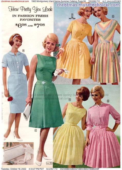 60 Fashion Woman, 1963 Fashion, 1960s Fashion Women, 60s Vintage Fashion, Housewife Dress, Vintage Dress Sewing Patterns, 60’s Fashion, 60s Women, 1960 Fashion