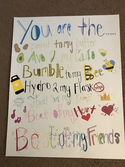 Best Friends Poster Ideas, Valentines Poster Ideas For Best Friend, Best Friend Poster Ideas Birthday, Best Friend Poster Ideas, Friend Poster Ideas, Birthday Poster Ideas For Friends, Birthday Poster Board, Friend Poster, Market Day Ideas