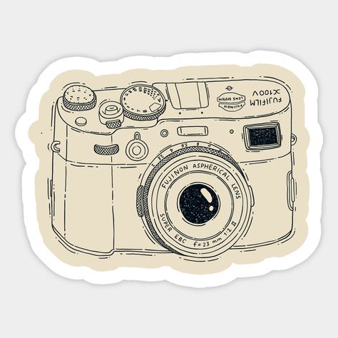 Simple outline illustration of a Fujifilm X100V camera -- Choose from our vast selection of stickers to match with your favorite design to make the perfect customized sticker/decal. Perfect to put on water bottles, laptops, hard hats, and car windows. Everything from favorite TV show stickers to funny stickers. For men, women, boys, and girls. Aesthetic Camera Sticker, Single Stickers Printable, Red Bubble Stickers Aesthetic Vintage, Minimalist Design For Scrapbook, Minimalist Stickers Printable Vintage, Camera Stickers Printable, Collage Stickers Aesthetic, Stickers For Laptop Printable, Laptop Design Stickers