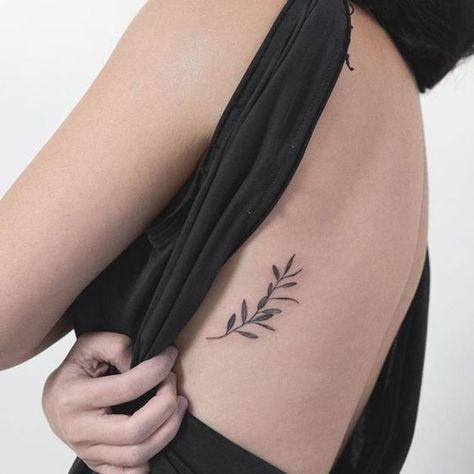 Tattoo Back Women, Rosemary Tattoo, Olive Tree Tattoos, Olive Tattoo, Small Rib Tattoos, Tattoo Printer, Olive Branch Tattoo, Rib Tattoos For Women, Girl Back Tattoos