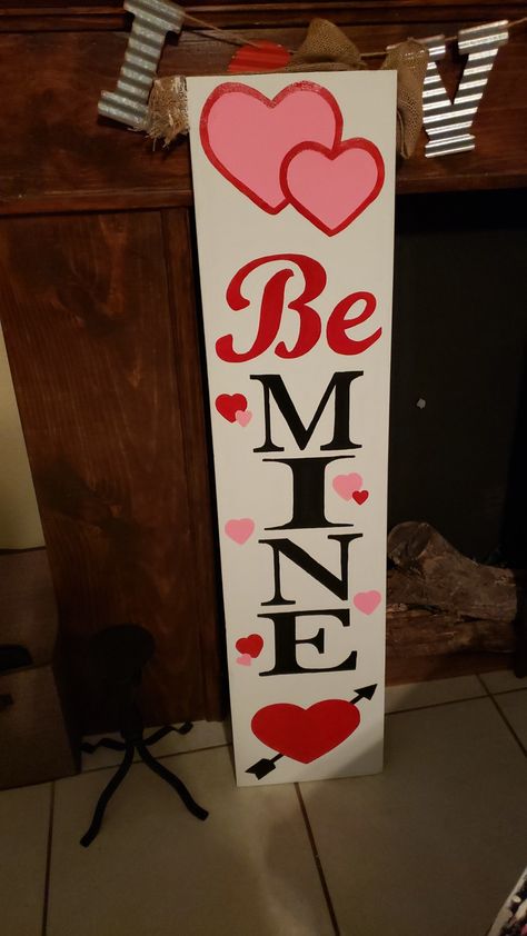 Valentine welcome board. Double sided. 4ft. Hand painted. Valentines Day Wooden Crafts, Valentine Signs Wooden, Wooden Signs Ideas, Valentine Wood Signs, Door Leaner, Valentine Signs, Valentine Wood Crafts, Diy Valentine's Day Decorations, Doors Design