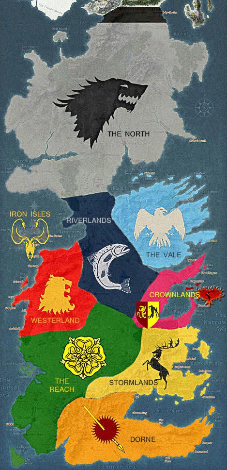 (GoT) A map showing all of the major houses land holdings, very helpful. Wildlings Game Of Thrones Aesthetic, Game Of Thrones Map, Got Map, Game Of Thrones Meme, Game Of Thrones Tattoo, Game Of Thrones Facts, Game Of Thrones Poster, Trendy Games, Game Of Throne Daenerys