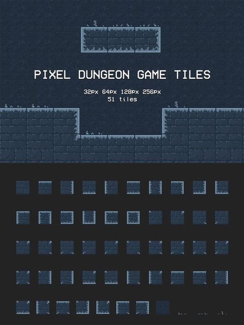 Pixel Dungeon, Platformer Game, Background Tile, Tiles Game, Dungeon Tiles, Pixel Art Background, Pixel Art Templates, V Games, Tiles Design