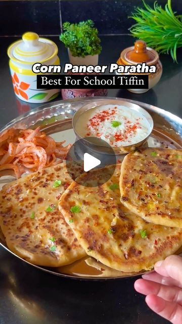 Suman Yadav | Food Blogger on Instagram: "✨Corn Paneer Paratha Perfect for Kids Tiffin & Breakfast ✨

Ingredients 

Wheat flour 2 cups 
Salt 
Boiled corn - 1.5 Cups 
Paneer - 1 Cup 
Chilli Flakes - 1/2 Tsp 
Oregano - 1 Tsp 
Black pepper - 1/2 Tsp 
Salt 
Cheese cubes - 2 
Green Chilli 1-2 
Oil/Ghee 

If you like this video please do share & save for later 🥰

#cornpaneerparatha #cornpartha #cornrecipes #paneerparatha #paneer #paratha #paneerrecipes #paratha #kidstiffinideas #kidstiffinrecipes #paneerrecipes #parthalovers #easyrecipes #instagood #explore #sumansauthenticrecipe #paneerlovers #paneerlove" Kids Tiffin Ideas, Paneer Paratha, Boiled Corn, Corn Cheese, Breakfast Ingredients, Cheese Cubes, Paneer Recipes, Corn Recipes, Green Chilli