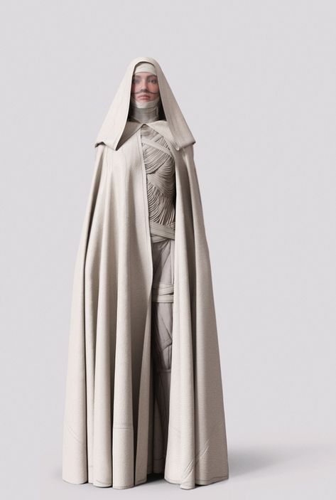 Sci Fi Winter Clothes, Dune Style Outfit, Dune Fashion Aesthetic, Dune Costume Design, Dune Inspired Fashion, Dune Outfit Aesthetic, Bene Gesserit Aesthetic, Dune Aesthetic Outfit, Dune Clothes