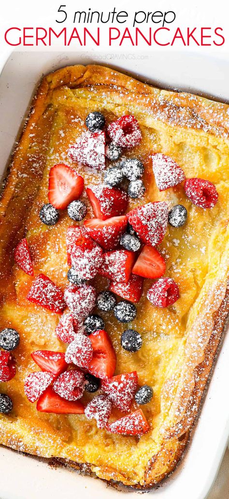 This German Pancake is a giant, poufy, family-style pancake with golden, puffy edges and a tender center with just 5 minutes of prep! #breakfast #breakfastrecipes #breakfastrecipe #breakfastcasserole #breakfastbake #brunch #brunchrecipes #pancakes #pancakerecipe #dutchbaby #germanpancake #germanpancakes #christmasbreakfast #Easterbrunch #easyrecipe #easybreakfast #breakfastrecipe #brunchrecipes #pancakesrecipe #christmasrecipes Pop Cake Recipe, Puff Pancakes, Dutch Baby Pancake Recipe, German Breakfast, German Pancakes Recipe, Baby Recipe, Dutch Baby Recipe, Puff Pancake, Weekly Menu Plan