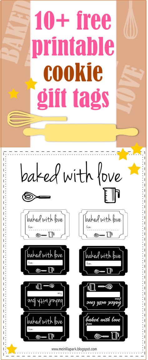 FREE printable cookie tags | gift labels for bakery goods | baked with love Bakery Printables, Christmas Gift Tags Free, Cookie Tags, Christmas Fonts Free, Free Printable Planner, Holiday Fonts, Free Printable Planner Stickers, Christmas Typography, Cookie Gift