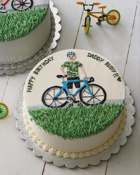 Cycle Cake Design, Bike Cake Designs For Men, Cycle Theme Cake, Cycling Cake For Men, Bicycle Cakes For Men, Korean Cake Birthday Boys, Bike Cakes For Boys, Bicycle Theme Cake, Cyclist Birthday Cake