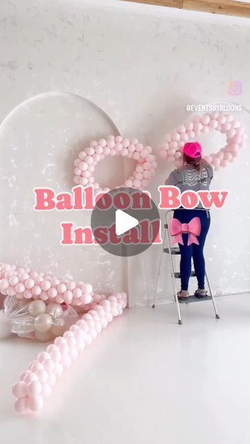 Balloon Bow Garland, Pink Bow Balloon Arch, Bow Balloon Garland, Bow Balloon Arch, Wedding Balloon Decor, Balloon Bow, Bridal Bow, Bow Inspiration, Bow Garland