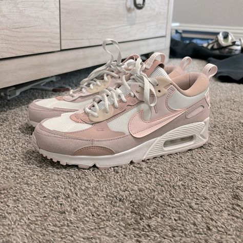 Women’s Nike Air Max 90 Futura In The Color Summit White/Barely Rose/Pink Oxford/ Light Soft Pink, In A Size 7 Women’s. I Have Never Worn Them Out Of My House Just Tried Them On My Feet Once! Nike Air Max 90 Women Outfit, Nike Airmax 270 Women, Nike Track Shoes, Nike Air Max 90 Futura, Air Max 90 Futura, Nike 95, Nike Air Max 90 Women, Nike Airmax 270, Nike Kobe Bryant